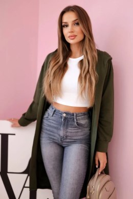 Bluza Narzutka z kapturem oversize khaki  