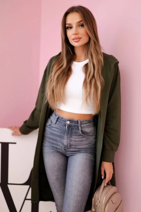 Bluza Narzutka z kapturem oversize khaki  