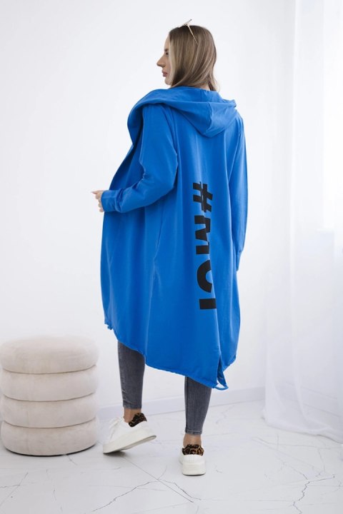 Bluza Narzutka z nadrukiem oversize chabrowa Bluza Narzutka z nadrukiem oversize chabrowa