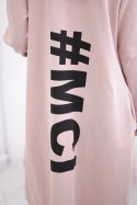 Bluza Narzutka z nadrukiem oversize ciemny pudrowy róż  