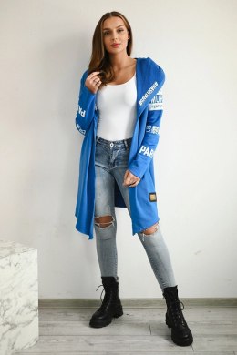 Bluza Narzutka z napisami chabrowa  