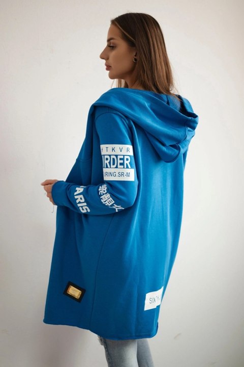 Bluza Narzutka z napisami chabrowa Bluza Narzutka z napisami chabrowa