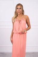 Sukienka boho z rozporkiem łososiowa  