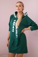 Sukienka z kapturem Oversize ciemno zielona  
