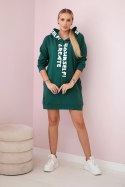 Sukienka z kapturem Oversize ciemno zielona  