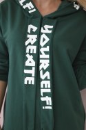 Sukienka z kapturem Oversize ciemno zielona  