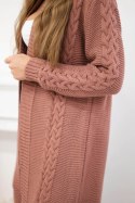 Sweter Kardigan splot warkocz ciemny różowy  