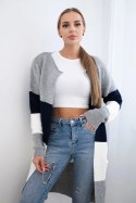 Sweter Kardigan w pasy szary+granatowy  