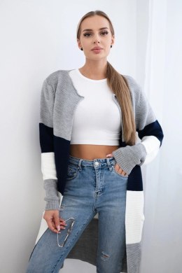 Sweter Kardigan w pasy szary+granatowy  