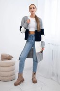 Sweter Kardigan w pasy szary+granatowy  