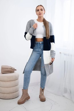 Sweter Kardigan w pasy szary+granatowy  