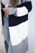 Sweter Kardigan w pasy szary+granatowy  