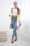 Sweter Kardigan w pasy szary+żółty  