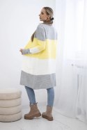 Sweter Kardigan w pasy szary+żółty  