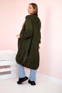 Sweter długi kardigan khaki  