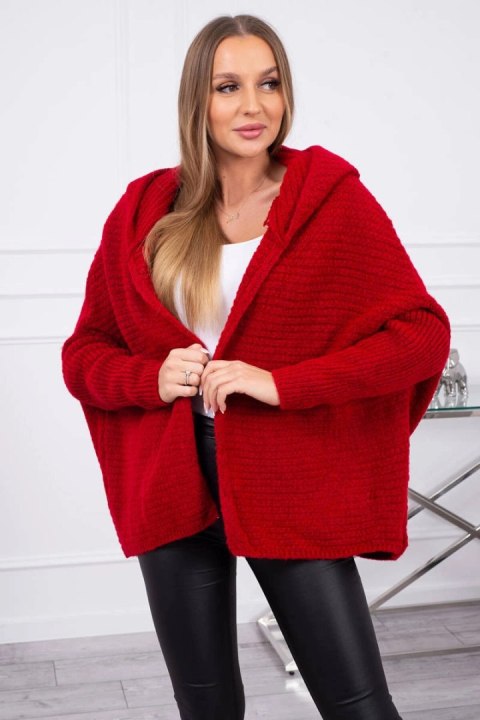 Sweter z kapturem i rękawami typu nietoperz czerwony Sweter z kapturem i rękawami typu nietoperz czerwony