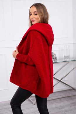 Sweter z kapturem i rękawami typu nietoperz czerwony  