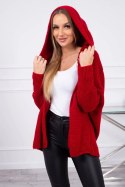 Sweter z kapturem i rękawami typu nietoperz czerwony  