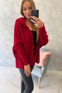 Sweter z kapturem i rękawami typu nietoperz czerwony  