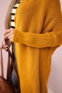 Sweter z rękawami typu nietoperz musztardowy  