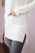 Sweter ze stójką ecru  
