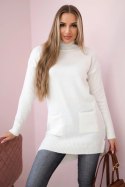 Sweter ze stójką ecru  