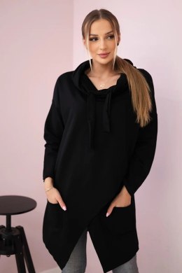 Tunika z kopertowym przodem Oversize czarna  