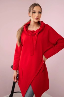 Tunika z kopertowym przodem Oversize czerwona  