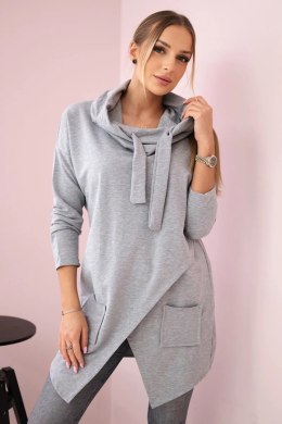 Tunika z kopertowym przodem Oversize szara  