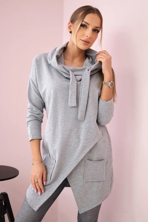 Tunika z kopertowym przodem Oversize szara Tunika z kopertowym przodem Oversize szara