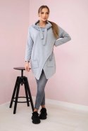 Tunika z kopertowym przodem Oversize szara  