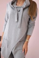 Tunika z kopertowym przodem Oversize szara  