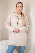 Tunika z suwakiem na kapturze Oversize beżowa  