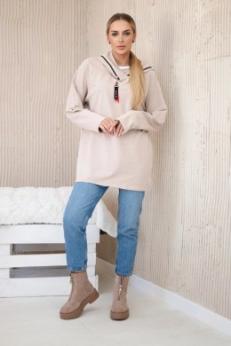 Tunika z suwakiem na kapturze Oversize beżowa  