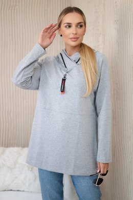 Tunika z suwakiem na kapturze Oversize szara  