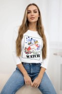 Bluzka z grafiką 3D Watch biała  