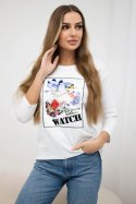 Bluzka z grafiką 3D Watch biała  