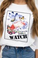 Bluzka z grafiką 3D Watch biała  