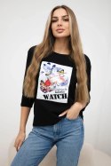 Bluzka z grafiką 3D Watch czarna  