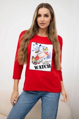 Bluzka z grafiką 3D Watch czerwona  