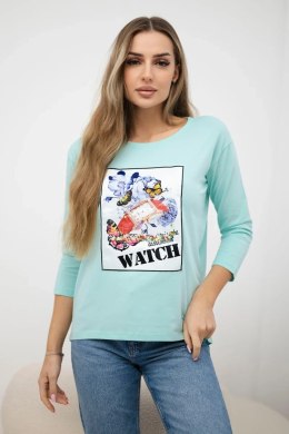 Bluzka z grafiką 3D Watch miętowa  