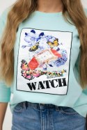 Bluzka z grafiką 3D Watch miętowa  