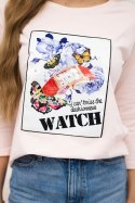Bluzka z grafiką 3D Watch pudrowy róż  