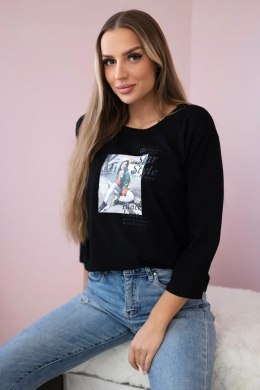 Bluzka z nadrukiem Star Style czarna  