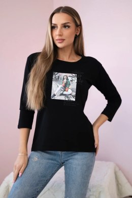 Bluzka z nadrukiem Star Style czarna  