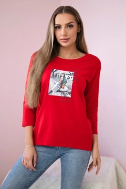 Bluzka z nadrukiem Star Style czerwona  