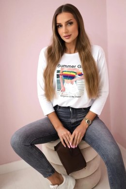 Bluzka z nadrukiem Summer Girl biała  