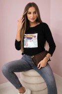 Bluzka z nadrukiem Summer Girl czarna  