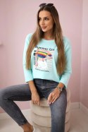 Bluzka z nadrukiem Summer Girl miętowa  