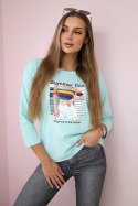 Bluzka z nadrukiem Summer Girl miętowa  